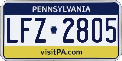 PA license plate LFZ2805