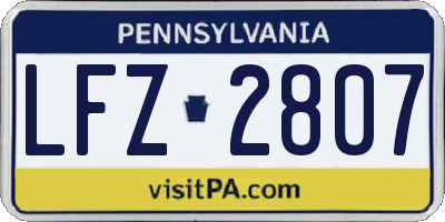 PA license plate LFZ2807