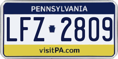 PA license plate LFZ2809