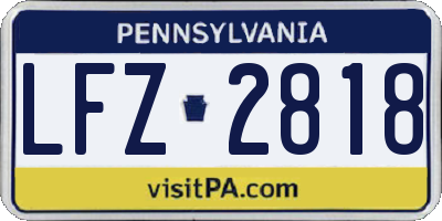 PA license plate LFZ2818