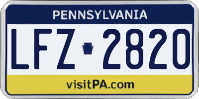 PA license plate LFZ2820