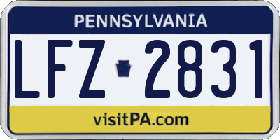 PA license plate LFZ2831