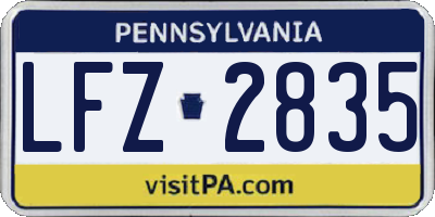 PA license plate LFZ2835
