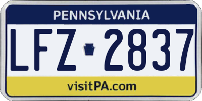 PA license plate LFZ2837