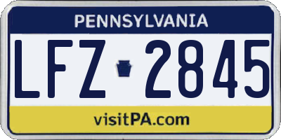 PA license plate LFZ2845