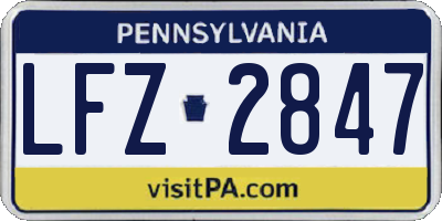 PA license plate LFZ2847