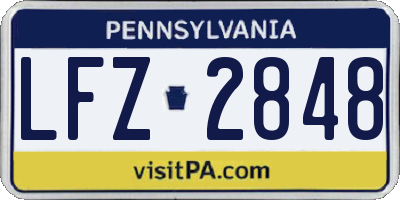PA license plate LFZ2848