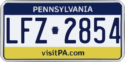 PA license plate LFZ2854