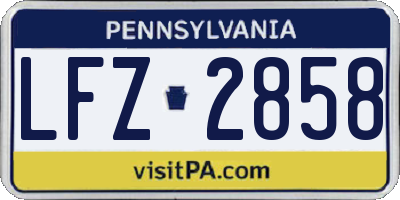 PA license plate LFZ2858