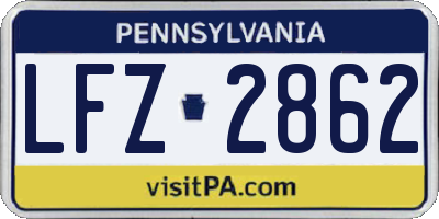 PA license plate LFZ2862