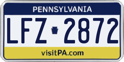 PA license plate LFZ2872