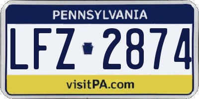 PA license plate LFZ2874