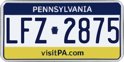 PA license plate LFZ2875