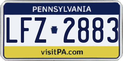 PA license plate LFZ2883