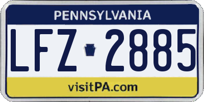 PA license plate LFZ2885
