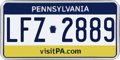 PA license plate LFZ2889