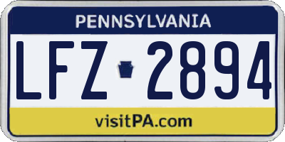 PA license plate LFZ2894