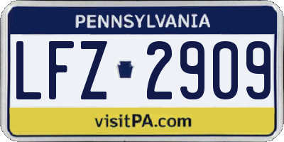 PA license plate LFZ2909