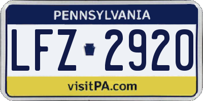 PA license plate LFZ2920