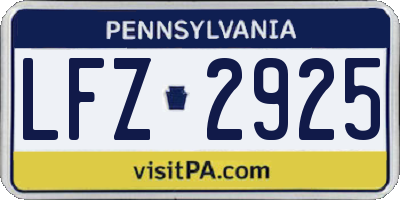 PA license plate LFZ2925