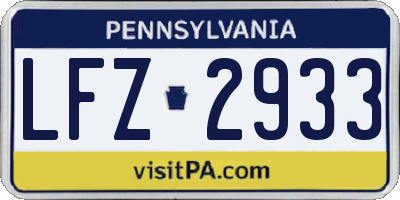 PA license plate LFZ2933