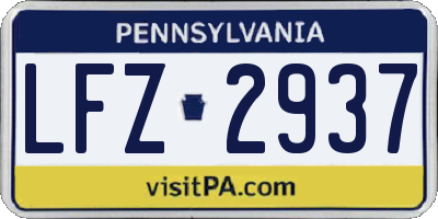 PA license plate LFZ2937