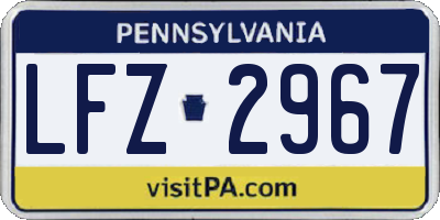 PA license plate LFZ2967