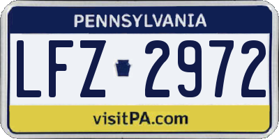 PA license plate LFZ2972
