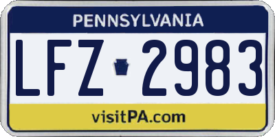 PA license plate LFZ2983