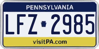 PA license plate LFZ2985