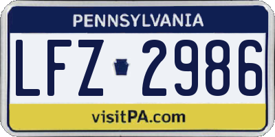 PA license plate LFZ2986