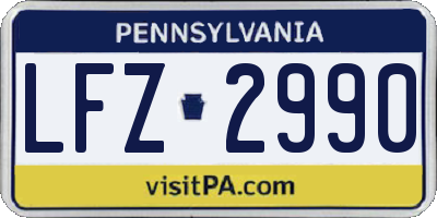 PA license plate LFZ2990