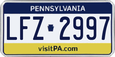 PA license plate LFZ2997