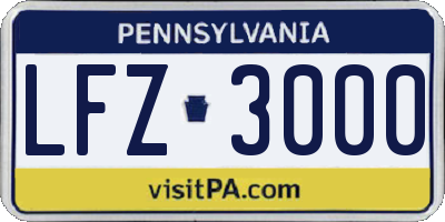 PA license plate LFZ3000