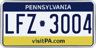 PA license plate LFZ3004