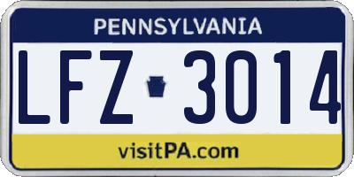 PA license plate LFZ3014