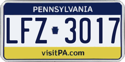 PA license plate LFZ3017