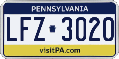 PA license plate LFZ3020