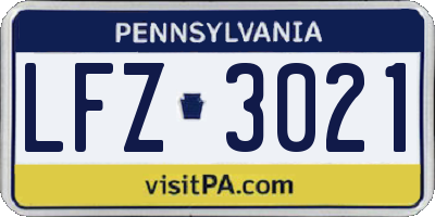 PA license plate LFZ3021