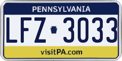PA license plate LFZ3033