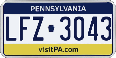 PA license plate LFZ3043