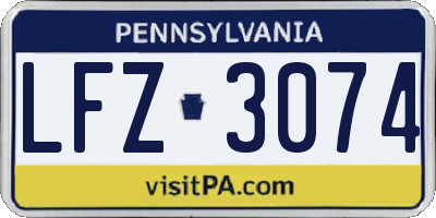 PA license plate LFZ3074