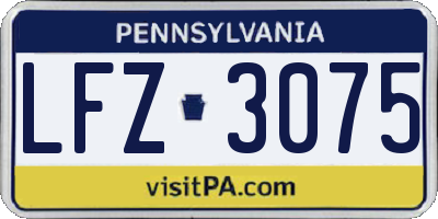 PA license plate LFZ3075