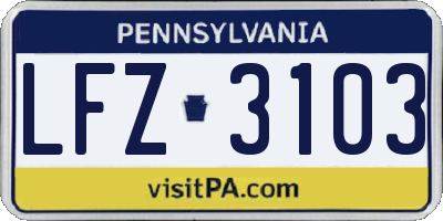 PA license plate LFZ3103