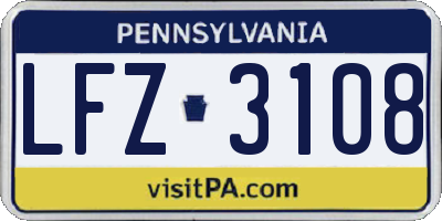 PA license plate LFZ3108