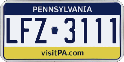 PA license plate LFZ3111