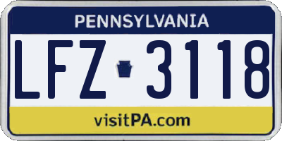 PA license plate LFZ3118