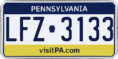 PA license plate LFZ3133