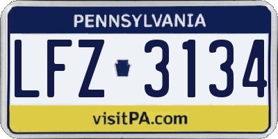 PA license plate LFZ3134