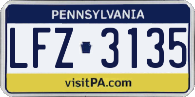 PA license plate LFZ3135